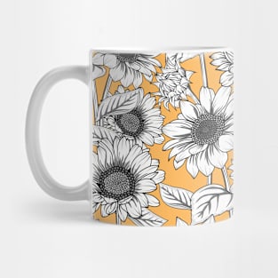 Sunflowers Line Art Pattern Mug